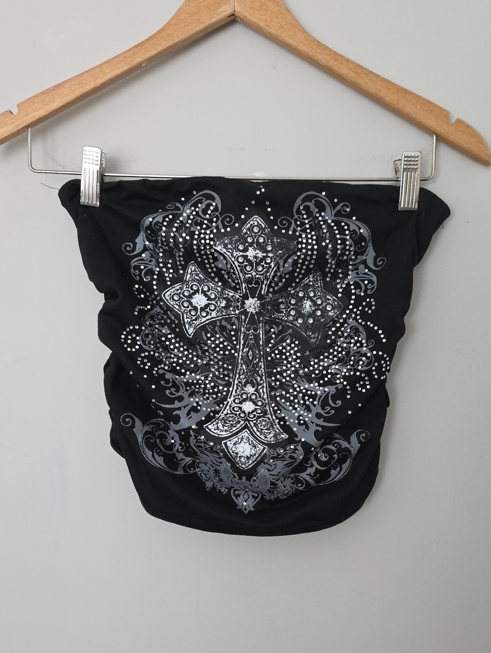 Urban Weekend Rhinestone Bat Wings Strapless Crop Top